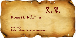 Kossik Nóra névjegykártya