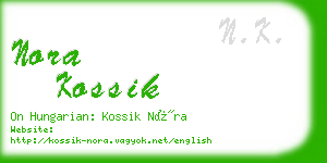 nora kossik business card